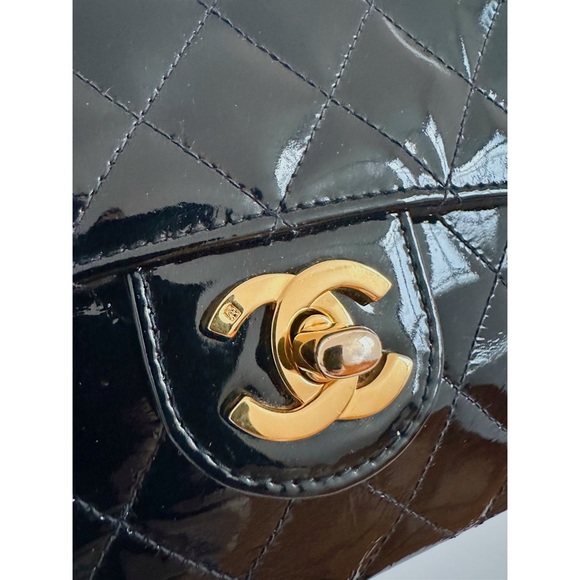 CHANEL Authentic Flap Mini Square Flap Bag Chain 24k Gold Alloy Vintage RARE - Picture 7 of 13